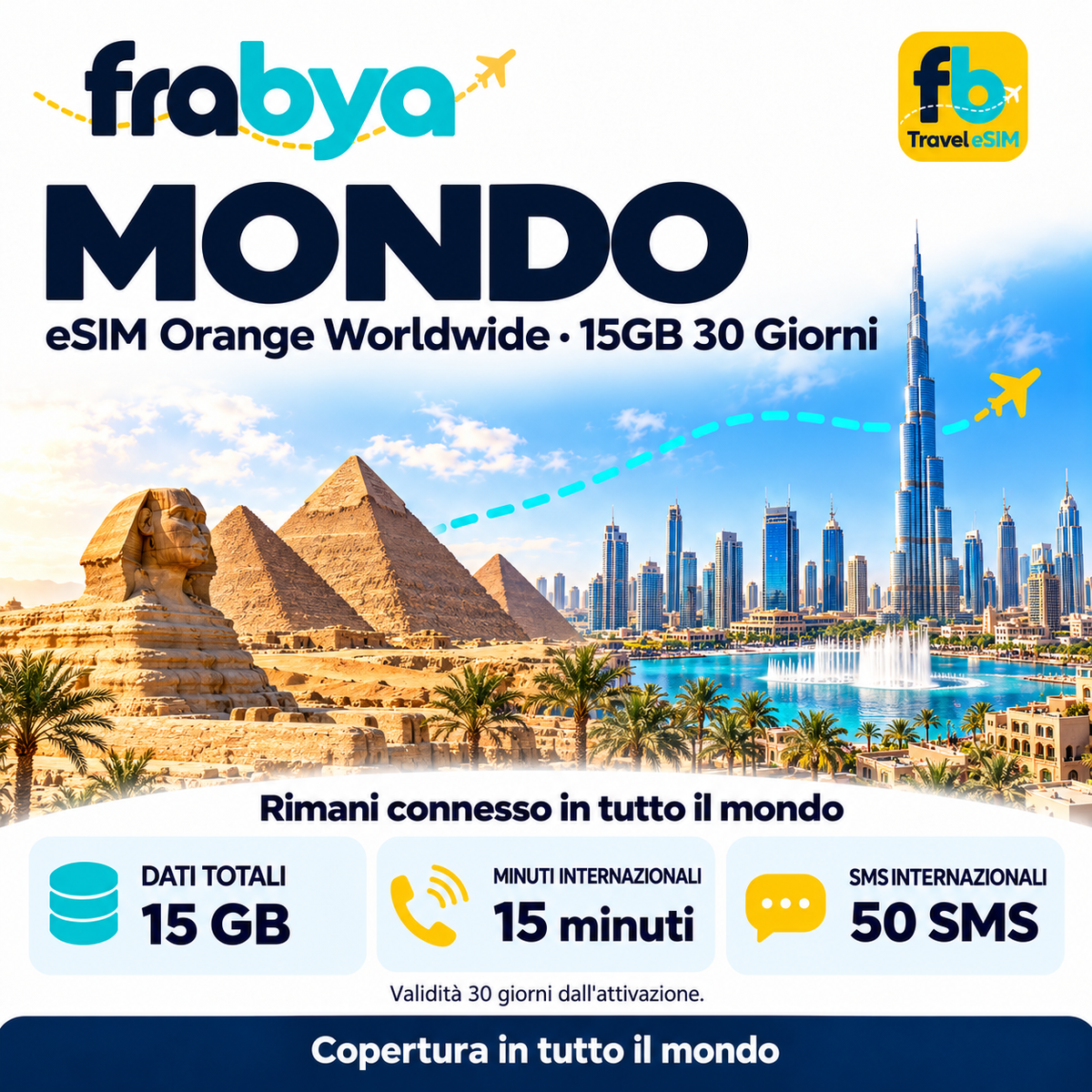 eSIM Orange Worldwide 15GB 30 Giorni — Frabya Travel eSIM
