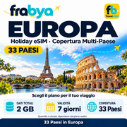 Travelers Europe eSIM 2GB - 7 Day — Frabya Travel eSIM