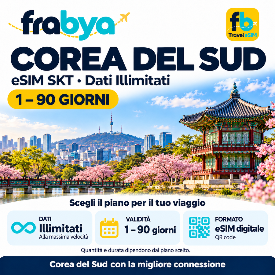 eSIM Corea del Sud SKT – Dati Illimitati — Frabya Travel eSIM