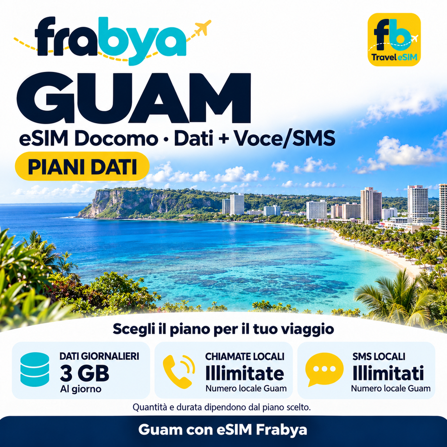 eSIM Guam Docomo – 3GB al Giorno + Voce/SMS — Frabya Travel eSIM