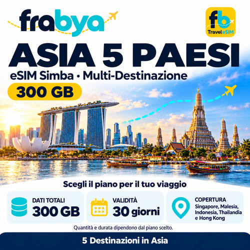 eSIM Asia 5 Paesi Simba – 300GB / 30 Giorni — Frabya Travel eSIM