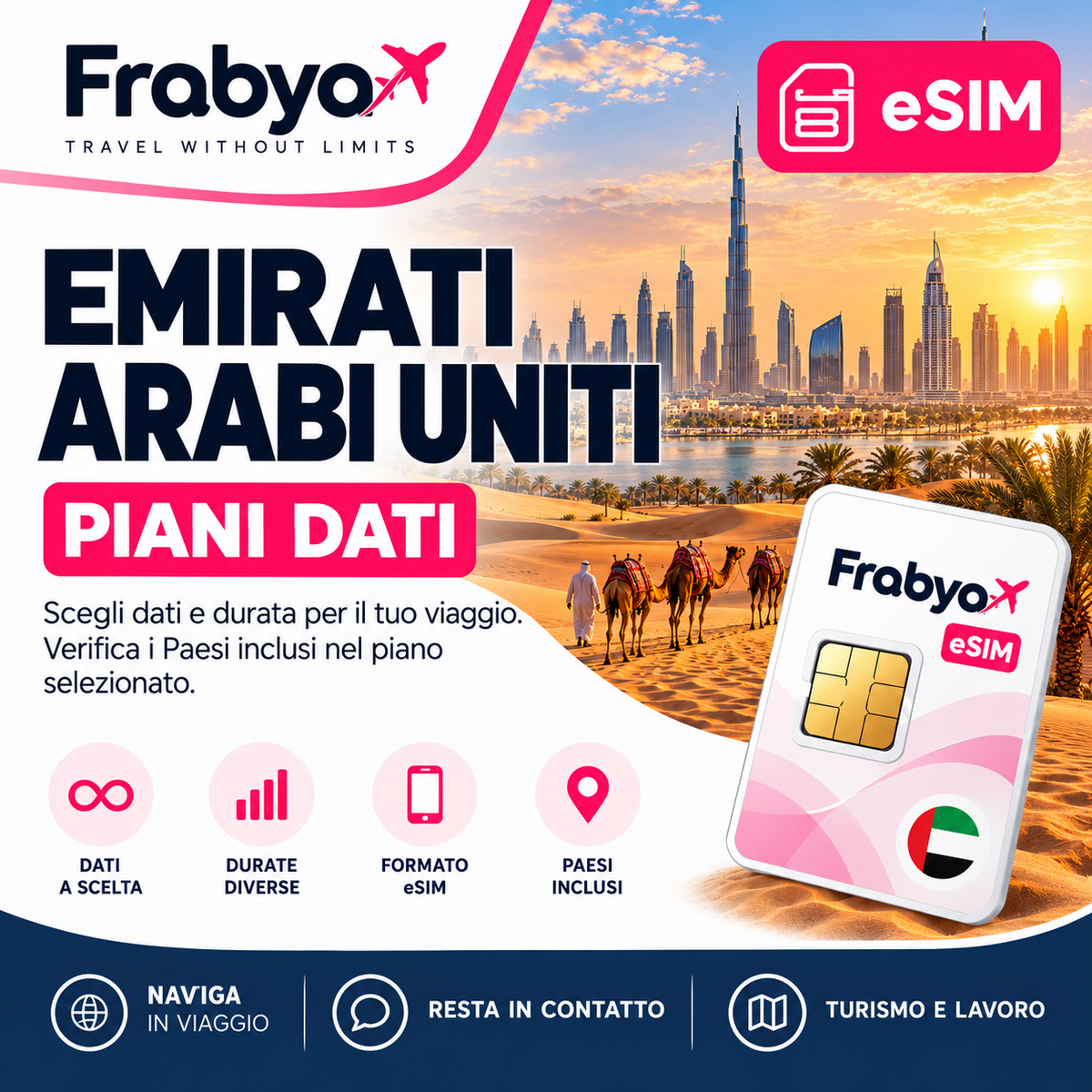 Frabya eSIM EMIRATI ARABI UNITI — piani dati e durate selezionabili