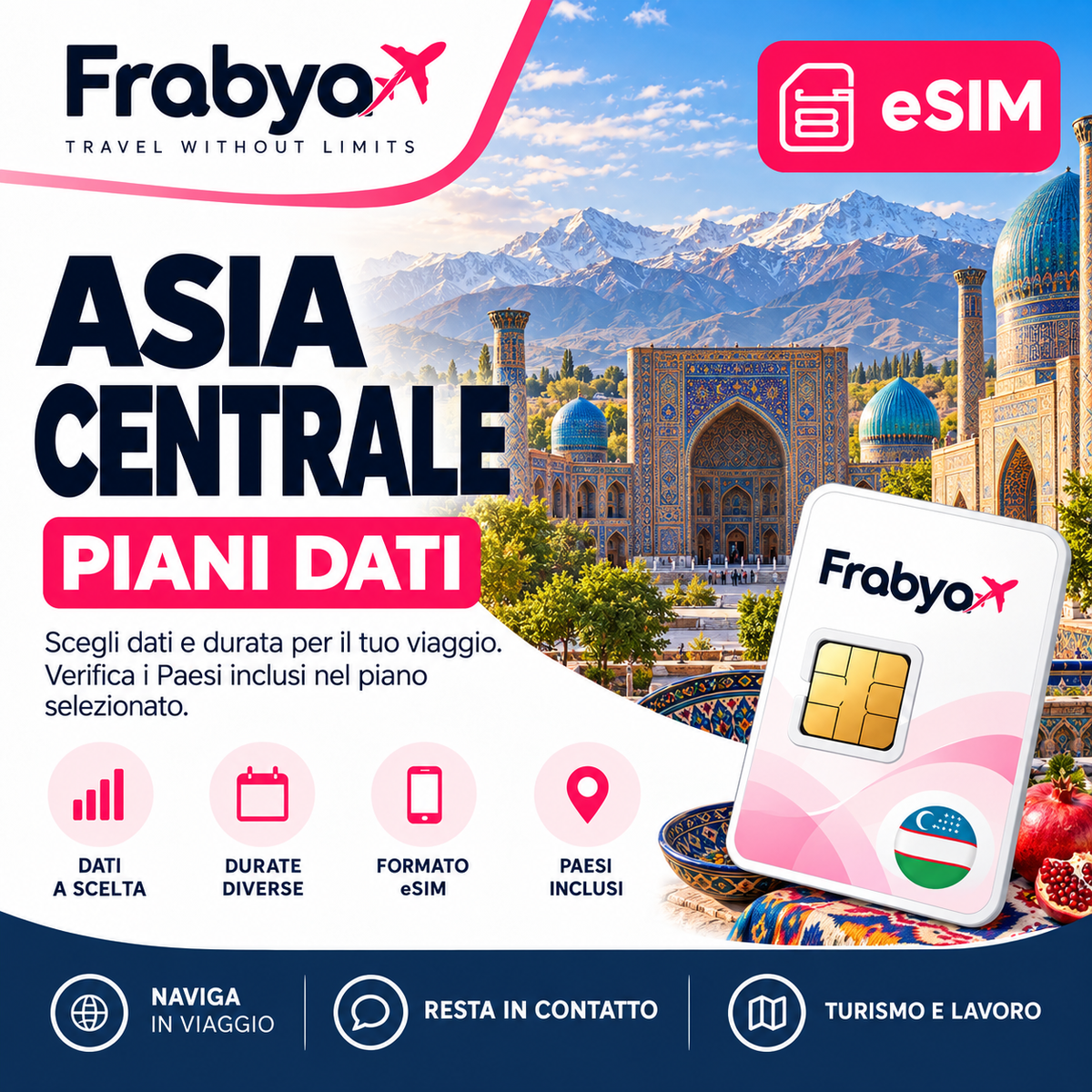 Frabya eSIM ASIA CENTRALE — piani dati e durate selezionabili