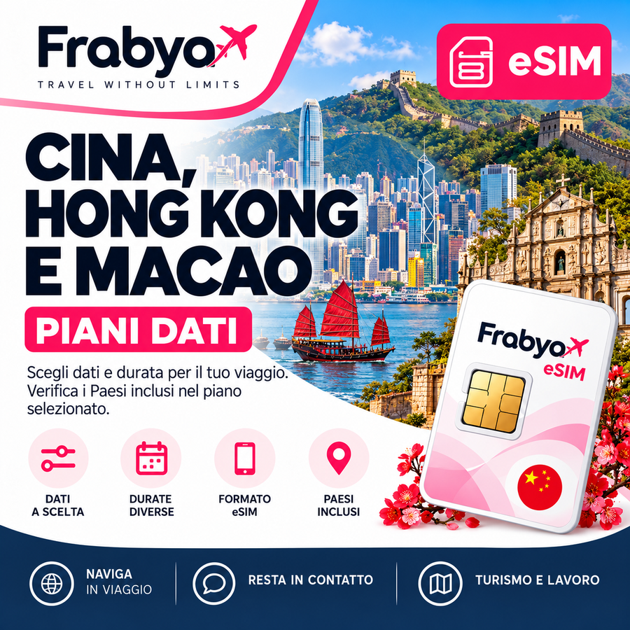 Frabya eSIM CINA, HONG KONG E MACAO — piani dati
