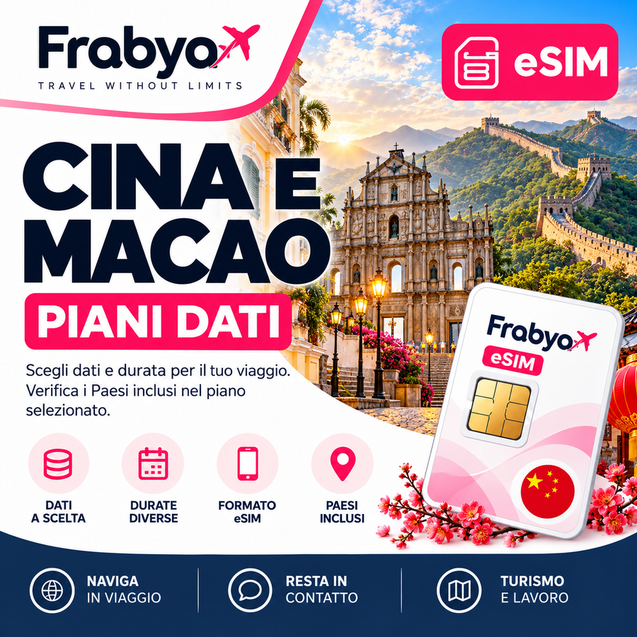 Frabya eSIM CINA E MACAO — piani dati e durate selezionabili