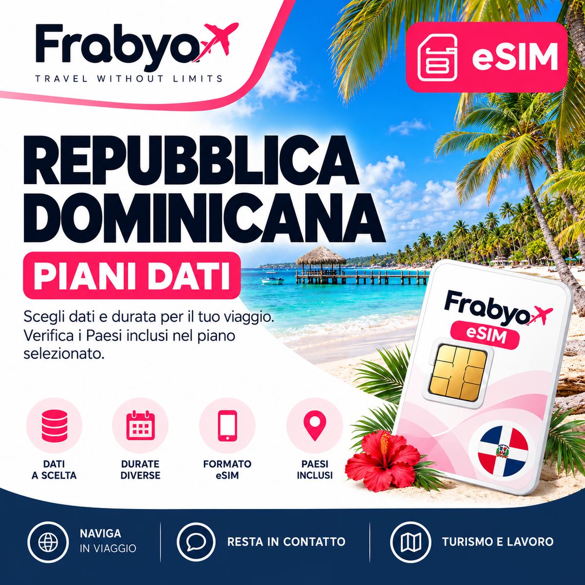 Frabya eSIM REPUBBLICA DOMINICANA — piani dati e durate selezionabili