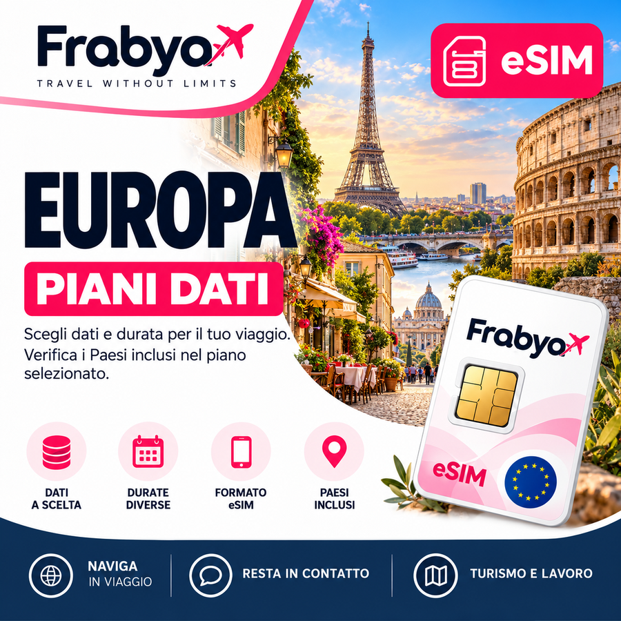 Frabya eSIM EUROPA — piani dati e durate selezionabili