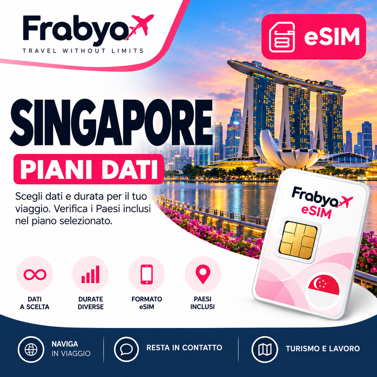 Frabya eSIM SINGAPORE — piani dati e durate selezionabili